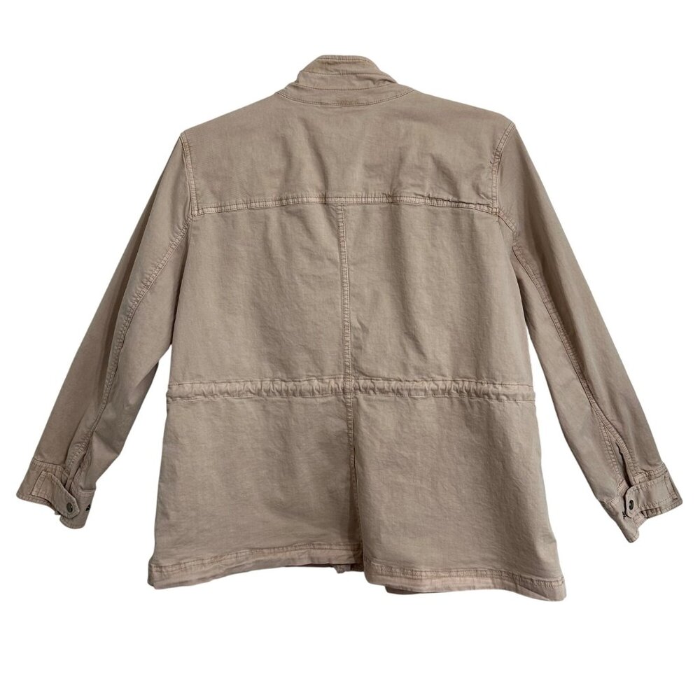 Womens Beige Cargo Utility Jacket 2X 97% Cotton 3% Spandex Hiking Walking - Picture 3 of 8